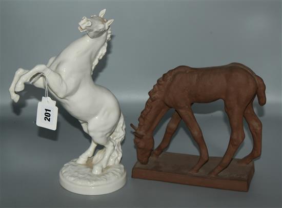 Hauchenreutcher ceramic horse by K. Tuter and one other